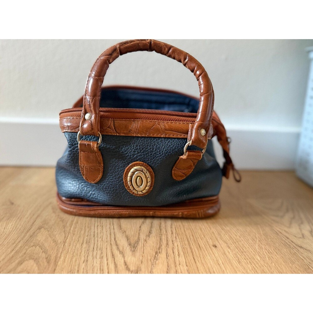 Vintage Jackson Savoia Collection Mini Handbag Blue Brown Crocodile print